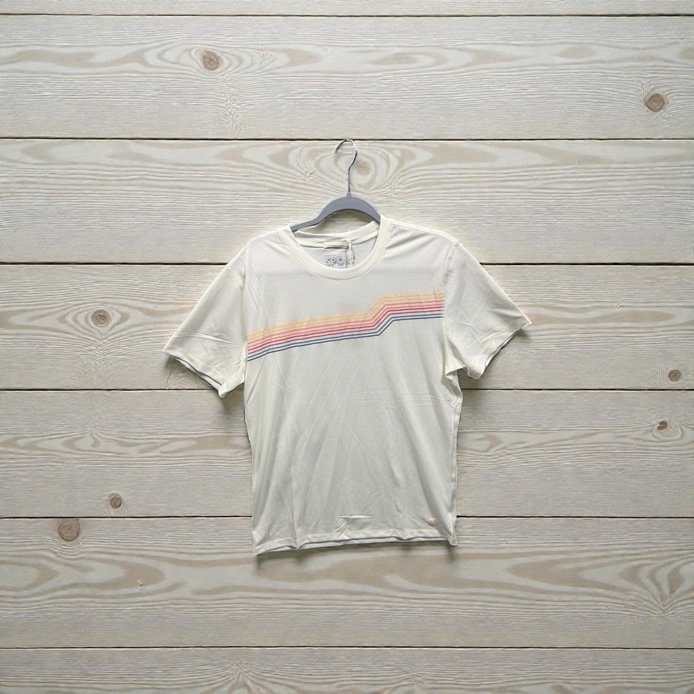 Marine Layer Men's  Air Crew Graphic Tee White Sunset Stripe Medium